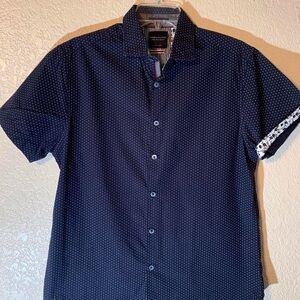 Men’s Denim & Flower Navy short sleeve button-up shirt